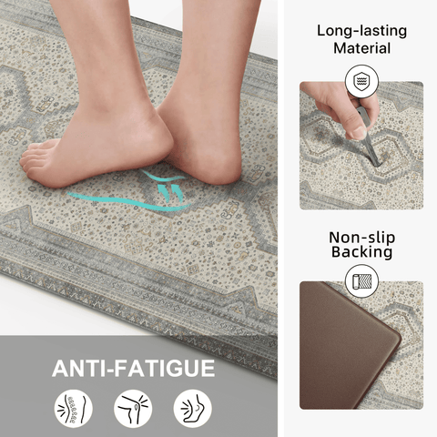 GENIMO 2Pcs Anti Fatigue Cushioned Kitchen Mats for Floor Oriental Washable Runner Rug