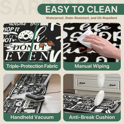GENINO  2PCS Cushioned Anti Fatigue Kitchen Mats for Floor Non Slip Washable Runner Rugs