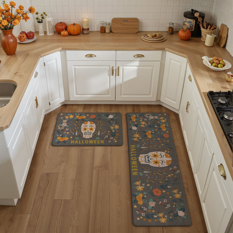GENINO Cushioned Anti Fatigue Kitchen Mats for Floor 2PCS Waterproof Runner Rugs for Halloween