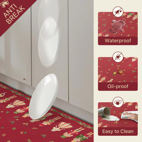 Alaric Christmas Anti Fatique Red Kitchen Mat with Prince and Princess 2pcs