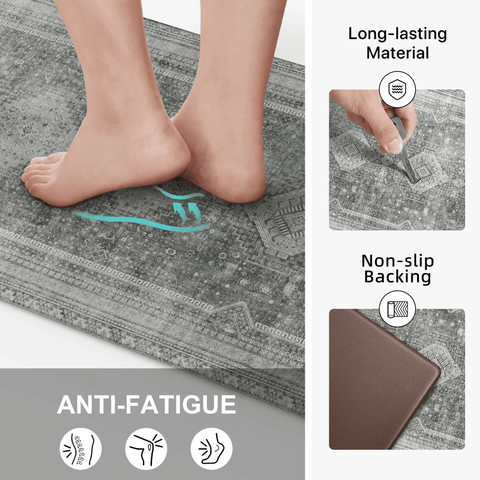 GENIMO 2Pcs Anti Fatigue Cushioned Kitchen Mats for Floor Oriental Washable Runner Rug