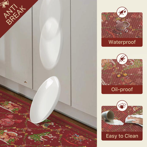Aveline Christamas Santa Padded Anti Fatigue Kitchen Mat 2pcs