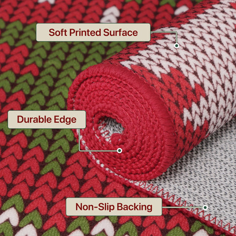 Noelle Christmas Washable Snowflake  Belgian Velvet Rug