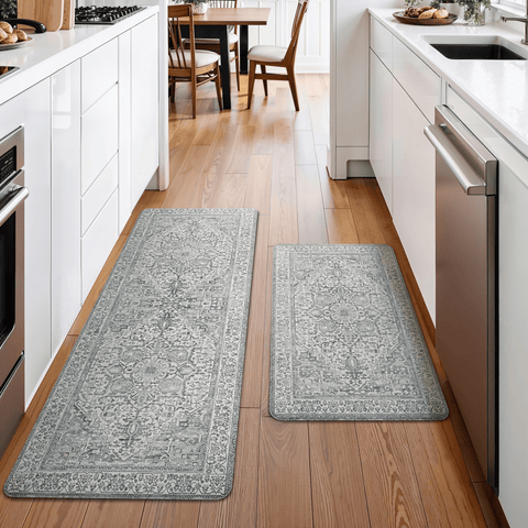 GENIMO 2Pcs Anti Fatigue Cushioned Kitchen Mat Non Slip Washable Runner Rug for Sink