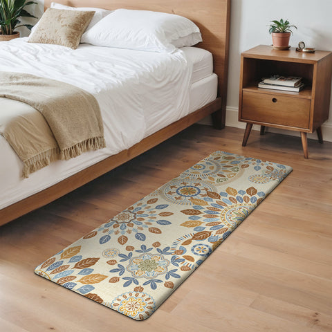 GENIMO 2Pcs Anti Fatigue Cushioned Kitchen Mats for Floor Floral Washable Runner Rugs