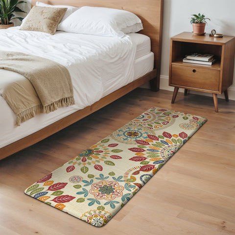 GENIMO 2Pcs Anti Fatigue Cushioned Kitchen Mats for Floor Floral Washable Runner Rugs