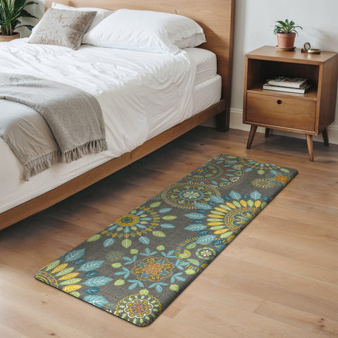 GENIMO 2Pcs Anti Fatigue Cushioned Kitchen Mats for Floor Floral Washable Runner Rugs