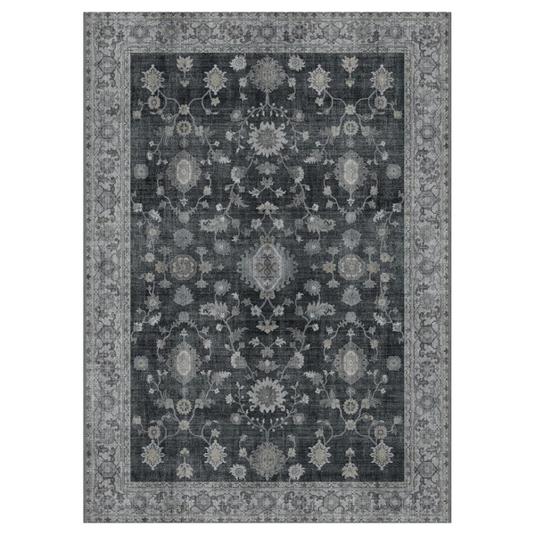 GENIMO Persian Floral Print Area Rug Charcoal
