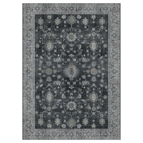 GENIMO Persian Floral Print Area Rug Charcoal