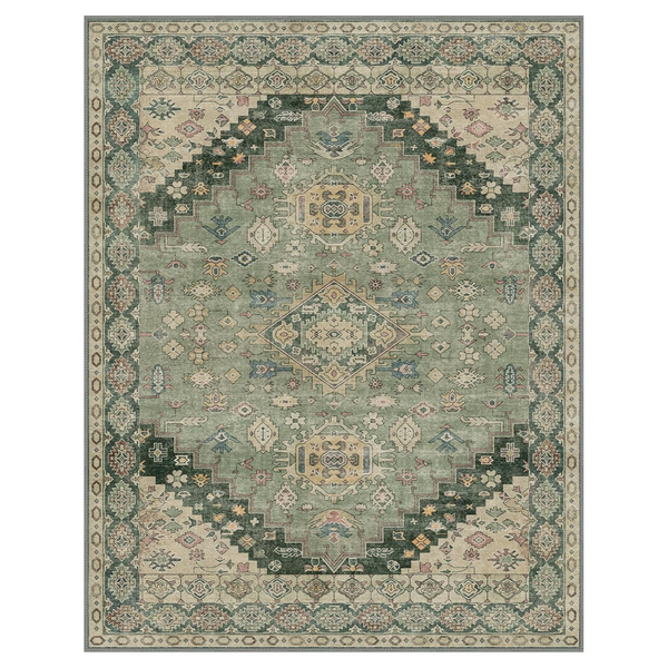 GENIMO Area Rug Washable Low Pile Bohemian Cool Colors