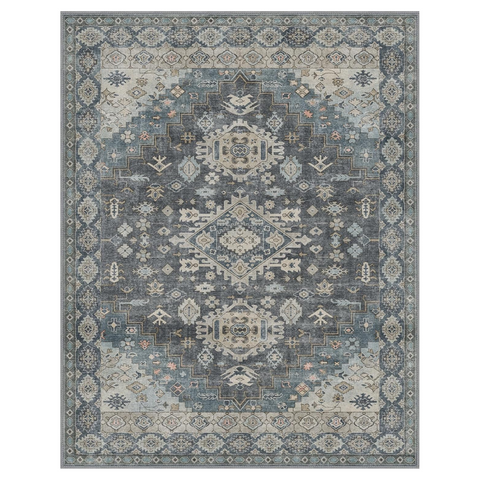 GENIMO Area Rug Washable Low Pile Bohemian Cool Colors