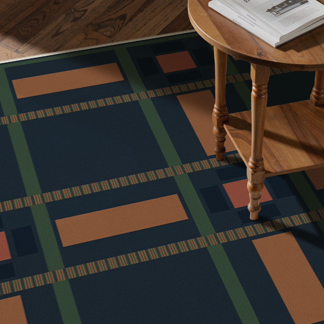 Vetra Washable Morden Geometry Checkered Dark Blue Rug for Living Room ...