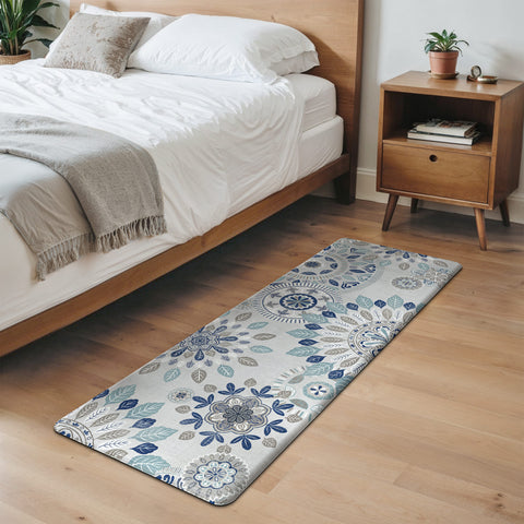 GENIMO 2Pcs Anti Fatigue Cushioned Kitchen Mats for Floor Floral Washable Runner Rugs