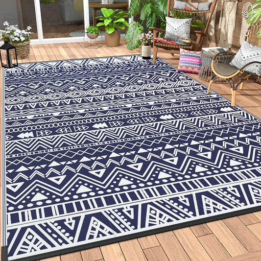 GENIMO Outdoor Rug Waterproof for Patio Clearance, Reversible Camping Mat, Outside Plastic Straw Area Rugs for Rv, Camper, Porch, Balcony, Backyard, Picnic, Deck