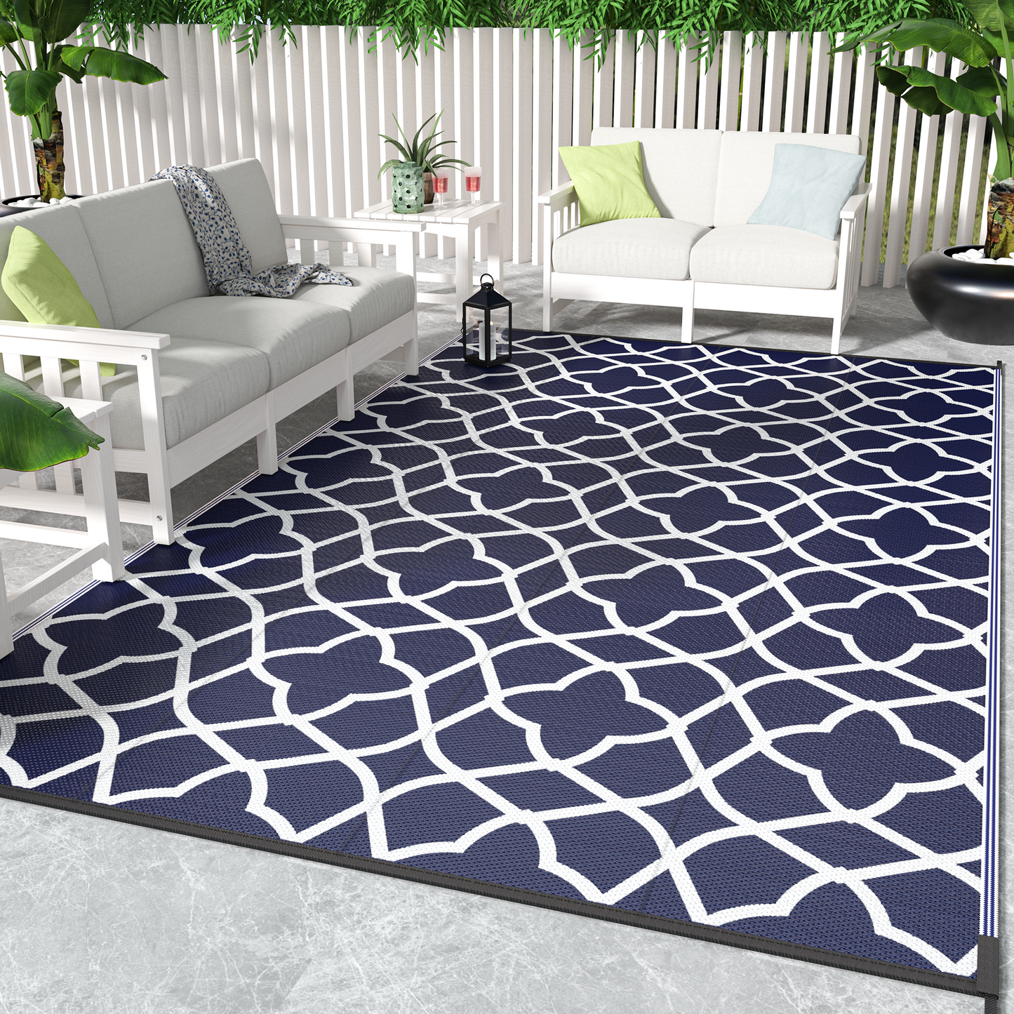 GENIMO Outdoor Patio Rugs Waterproof, Reversible Plastic Straw Rug for Patios Clearance, Outside Area Carpet, Camping Mat for Outdoor Decor, RV, Deck, Porch, Picnic, Camper