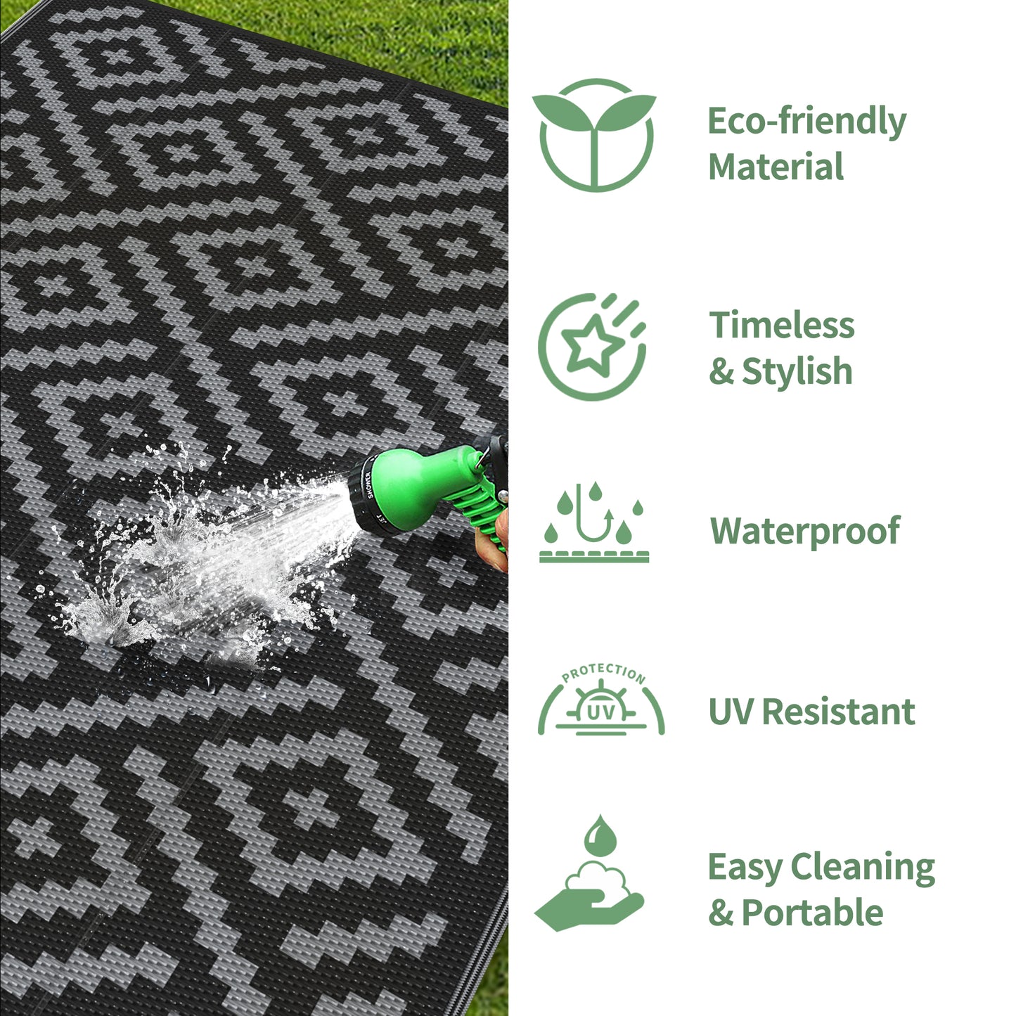 GENIMO Outdoor Rug for Patio Clearance, Waterproof Mat,Reversible Plastic Camping Rugs,Rv,Porch,Deck,Camper,Balcony,Backyard