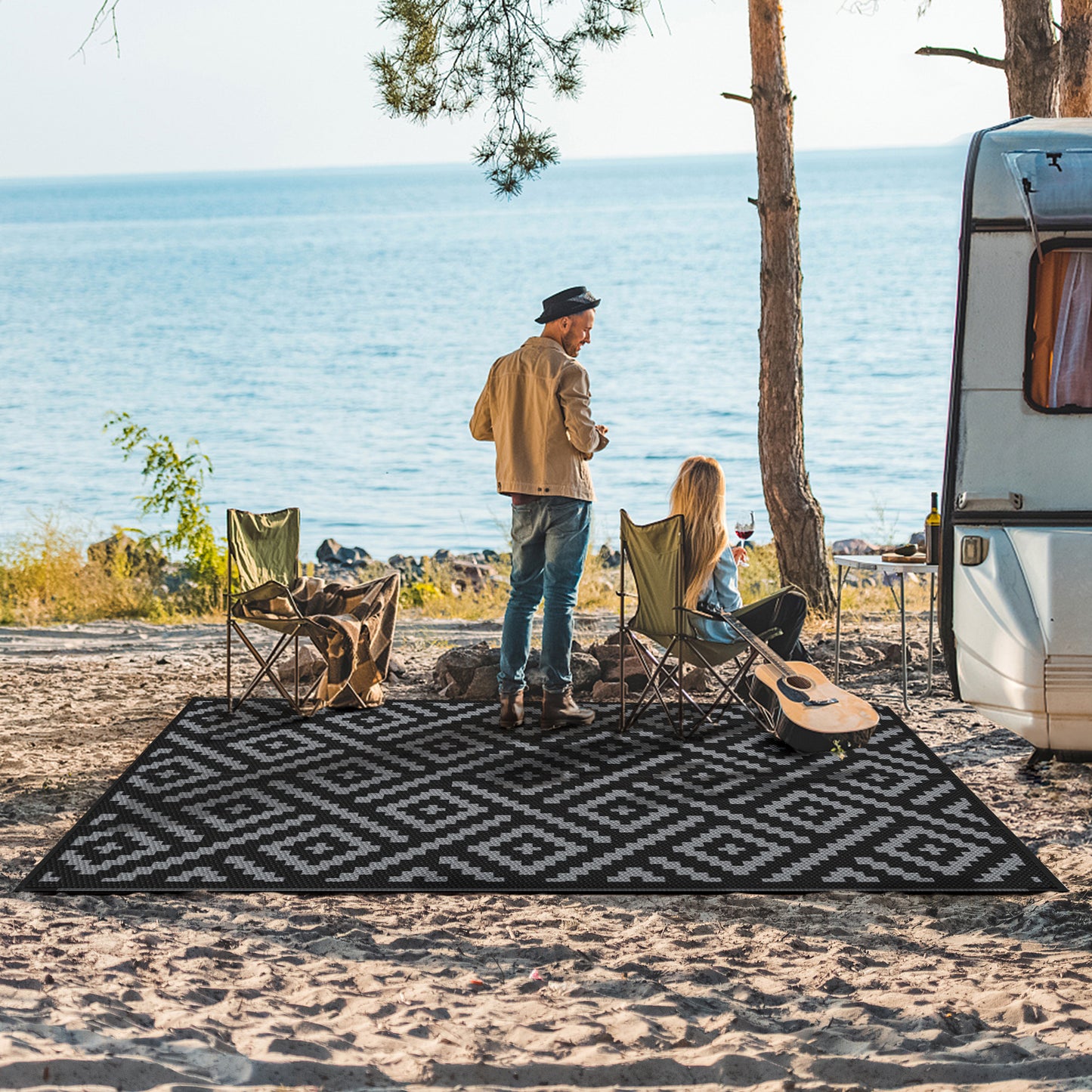 GENIMO Outdoor Rug for Patio Clearance, Waterproof Mat,Reversible Plastic Camping Rugs,Rv,Porch,Deck,Camper,Balcony,Backyard