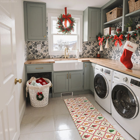 Isolde Christmas Gingerbread Man Padded Anti Fatigue Kitchen Mat 2pcs