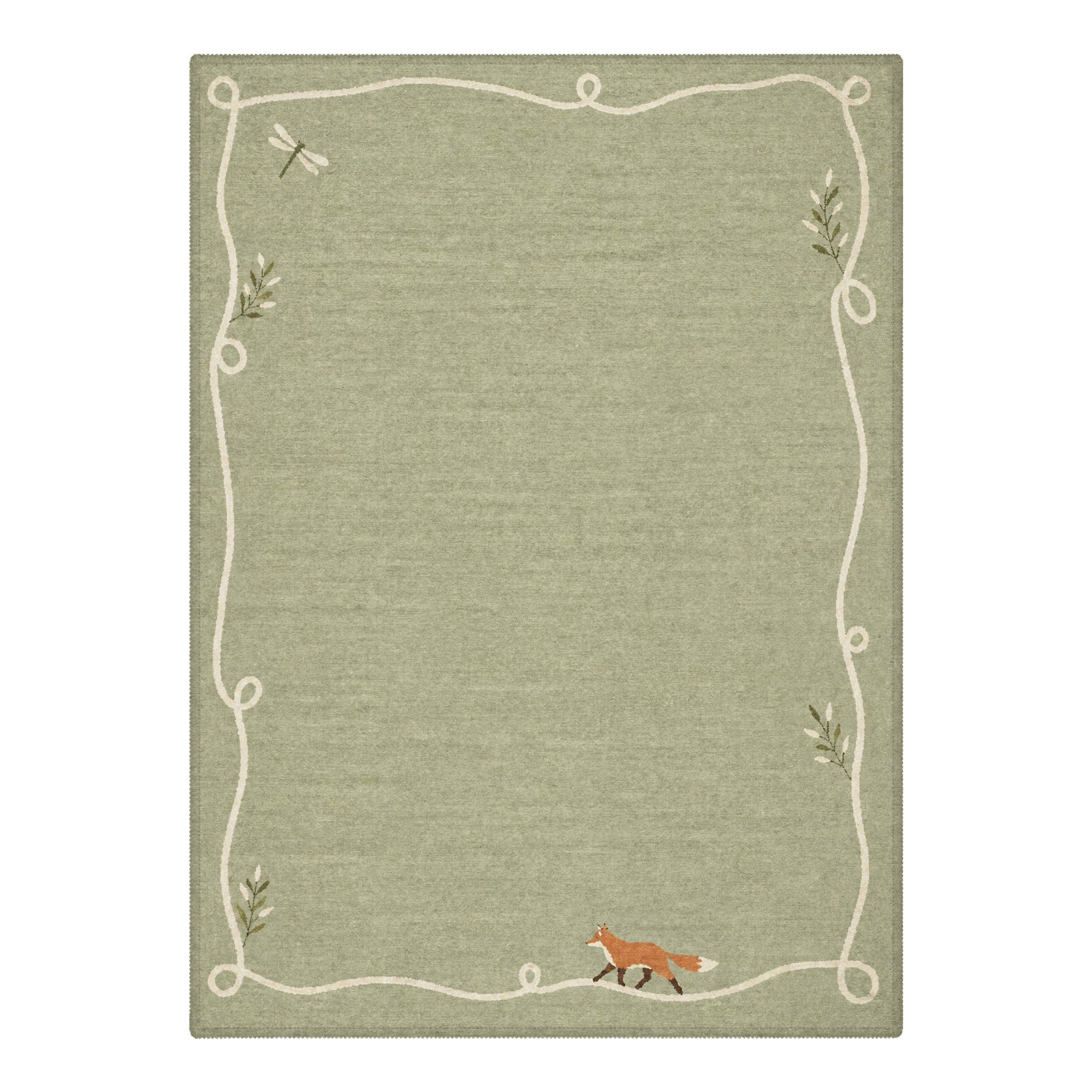 Foxen Modern Foxy Green Rug - Washable | GENIMO