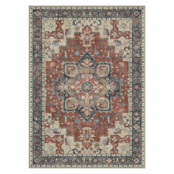 Daria Washable Vintage Persian Tribal Reddish Brown Rug