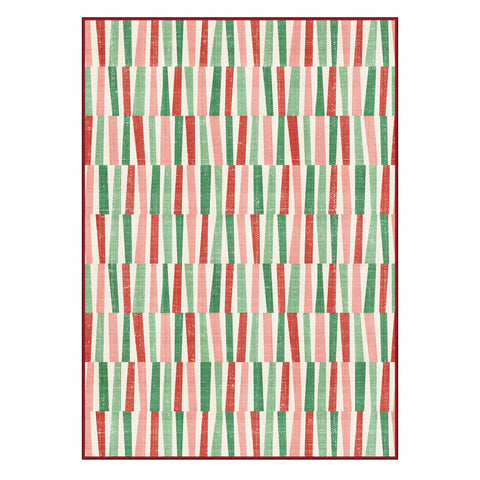 Caelum Christmas Washable Abstract Ribbon Green Rug