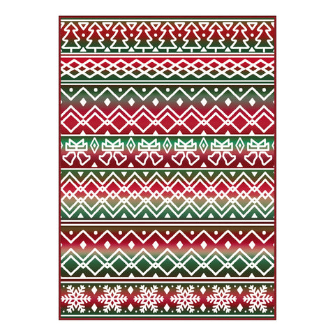 Elowen Christmas Washable Abstract Tree and Bells Green Rug