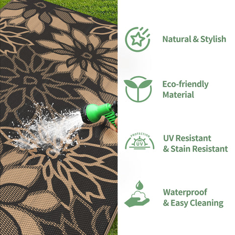 GENIMO Outdoor Rug for Patio Clearance,8'x10' Waterproof Mat