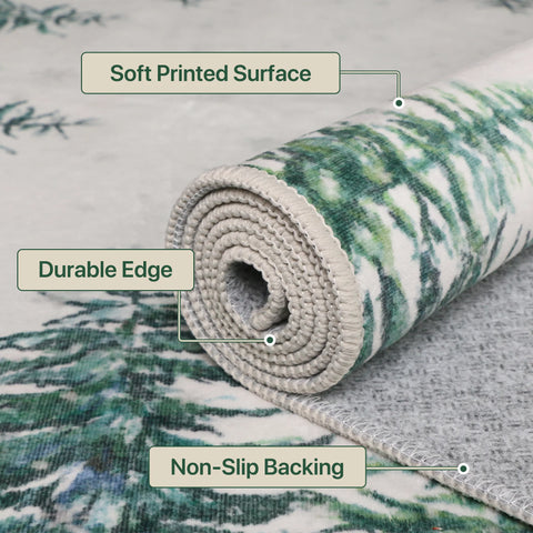 Evral Christmas Pine Machine Washable Green Rug