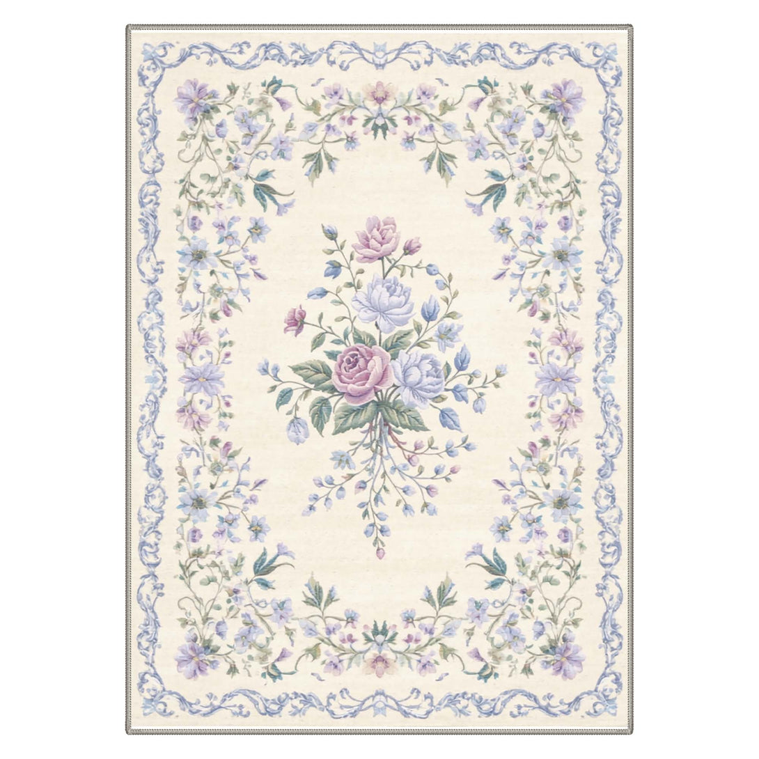 Avera Washable Botanical Floral Purple Rug for Living Room Area Rug Low ...