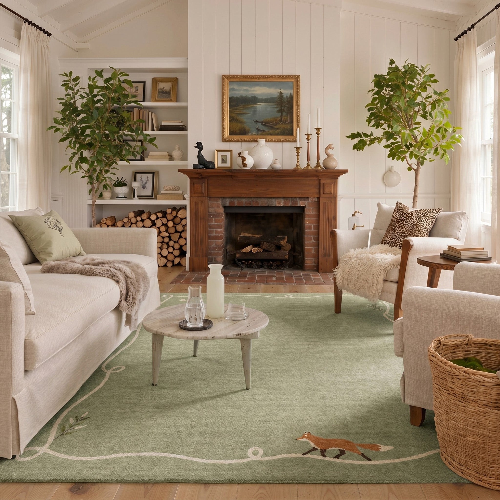 Foxen Modern Foxy Green Rug - Washable | GENIMO