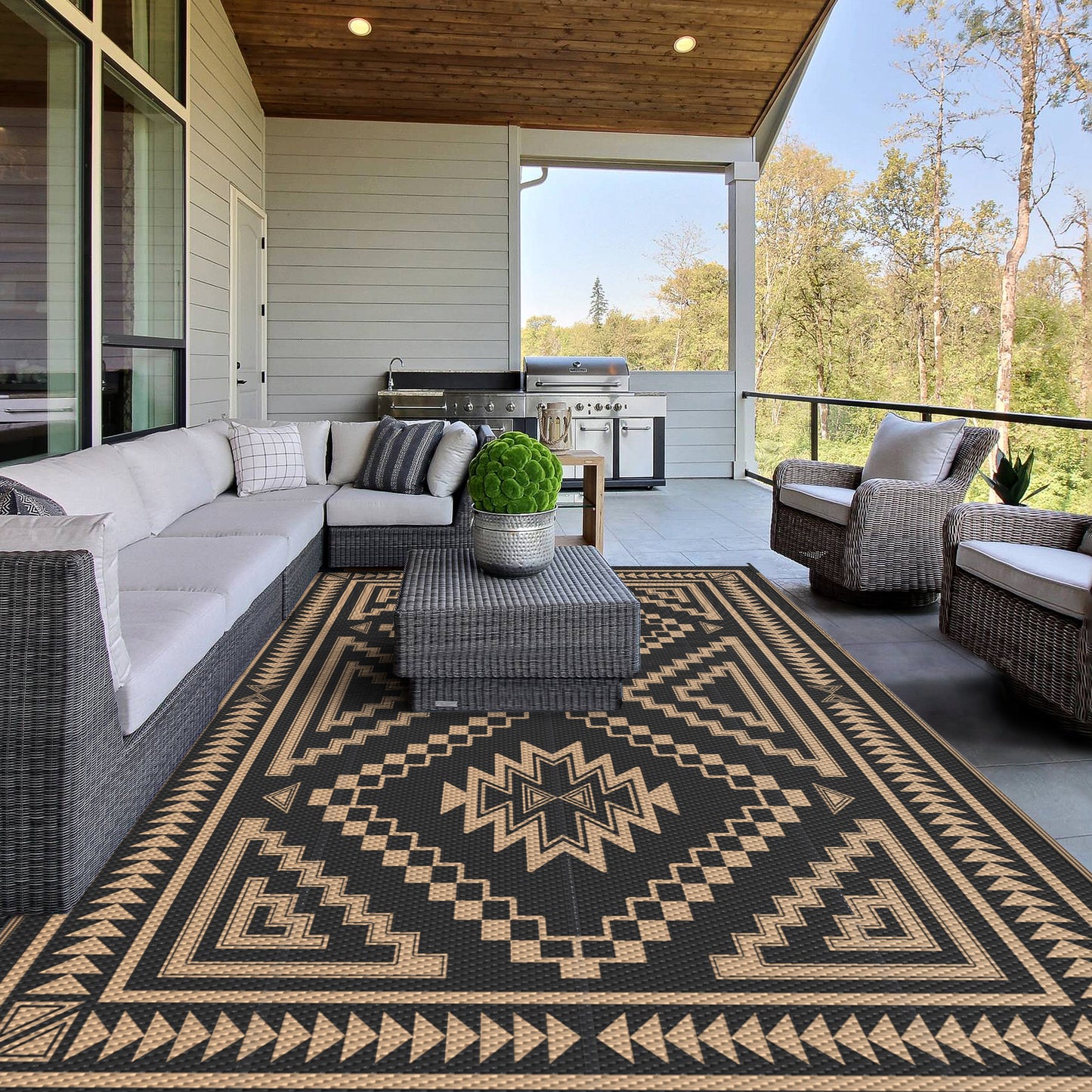 GENIMO Outdoor Rug for Patio Clearance,8'x10' Waterproof Mat
