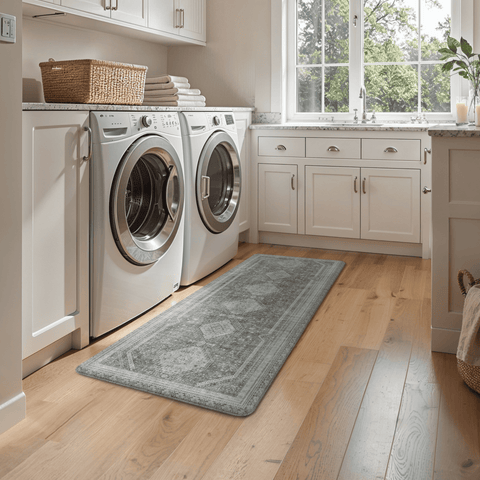 GENIMO 2Pcs Anti Fatigue Cushioned Kitchen Mats for Floor Oriental Washable Runner Rug