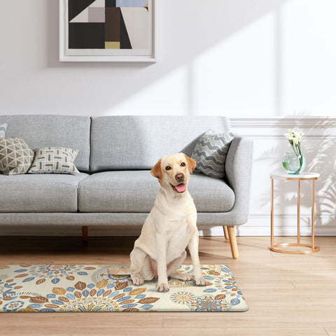 GENIMO 2Pcs Anti Fatigue Cushioned Kitchen Mats for Floor Floral Washable Runner Rugs