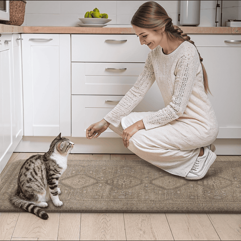 GENIMO 2Pcs Anti Fatigue Cushioned Kitchen Mats for Floor Oriental Washable Runner Rug