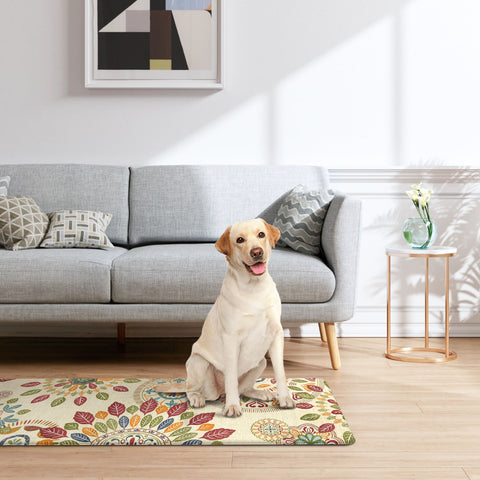GENIMO 2Pcs Anti Fatigue Cushioned Kitchen Mats for Floor Floral Washable Runner Rugs
