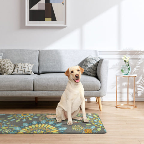 GENIMO 2Pcs Anti Fatigue Cushioned Kitchen Mats for Floor Floral Washable Runner Rugs