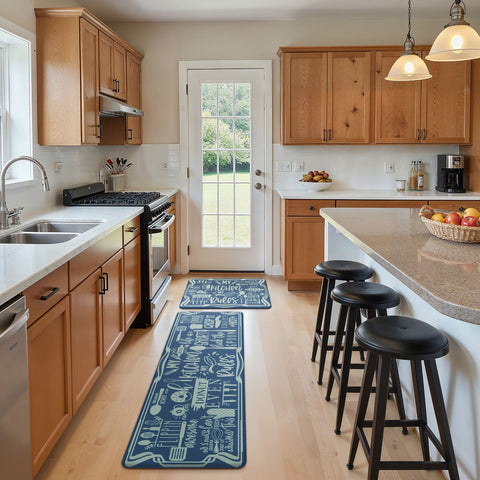 GENINO  2PCS Cushioned Anti Fatigue Kitchen Mats for Floor Non Slip Washable Runner Rugs