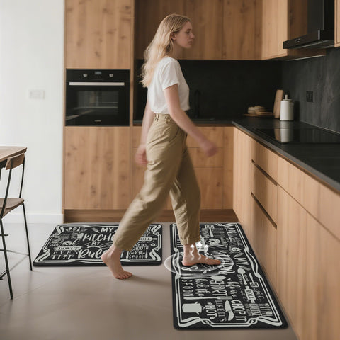 GENINO  2PCS Cushioned Anti Fatigue Kitchen Mats for Floor Non Slip Washable Runner Rugs