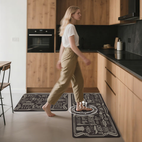 GENINO  2PCS Cushioned Anti Fatigue Kitchen Mats for Floor Non Slip Washable Runner Rugs