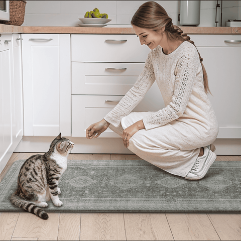 GENIMO 2Pcs Anti Fatigue Cushioned Kitchen Mats for Floor Oriental Washable Runner Rug