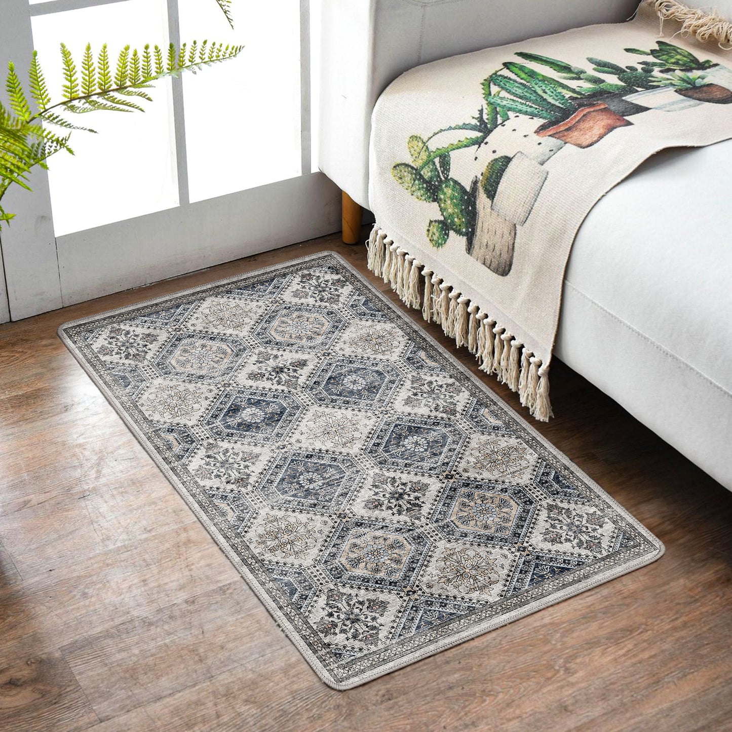 GENIMO Area Rugs, Non Slip Machine Washable Indoor Rug, Low Pile Chenille Print Mat for Entrance, Bedroom, Hallway, Living room Kitchen and Bathroom