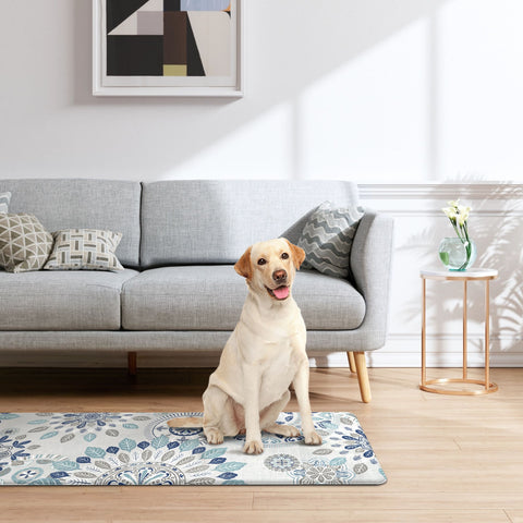 GENIMO 2Pcs Anti Fatigue Cushioned Kitchen Mats for Floor Floral Washable Runner Rugs