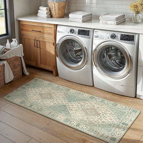 GENIMO 2Pcs Anti Fatigue Padded Kitchen Mats for Floor Oriental Washable Runner Rug