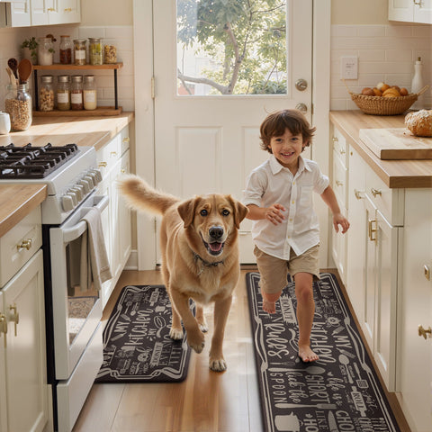 GENINO  2PCS Cushioned Anti Fatigue Kitchen Mats for Floor Non Slip Washable Runner Rugs