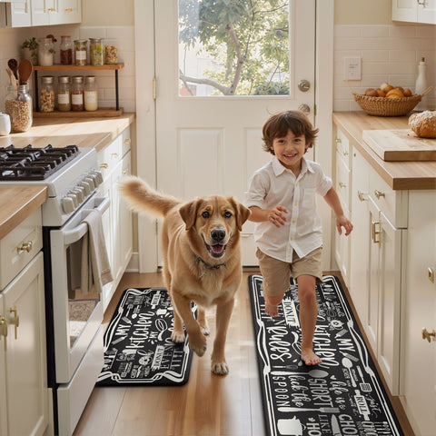 GENINO  2PCS Cushioned Anti Fatigue Kitchen Mats for Floor Non Slip Washable Runner Rugs