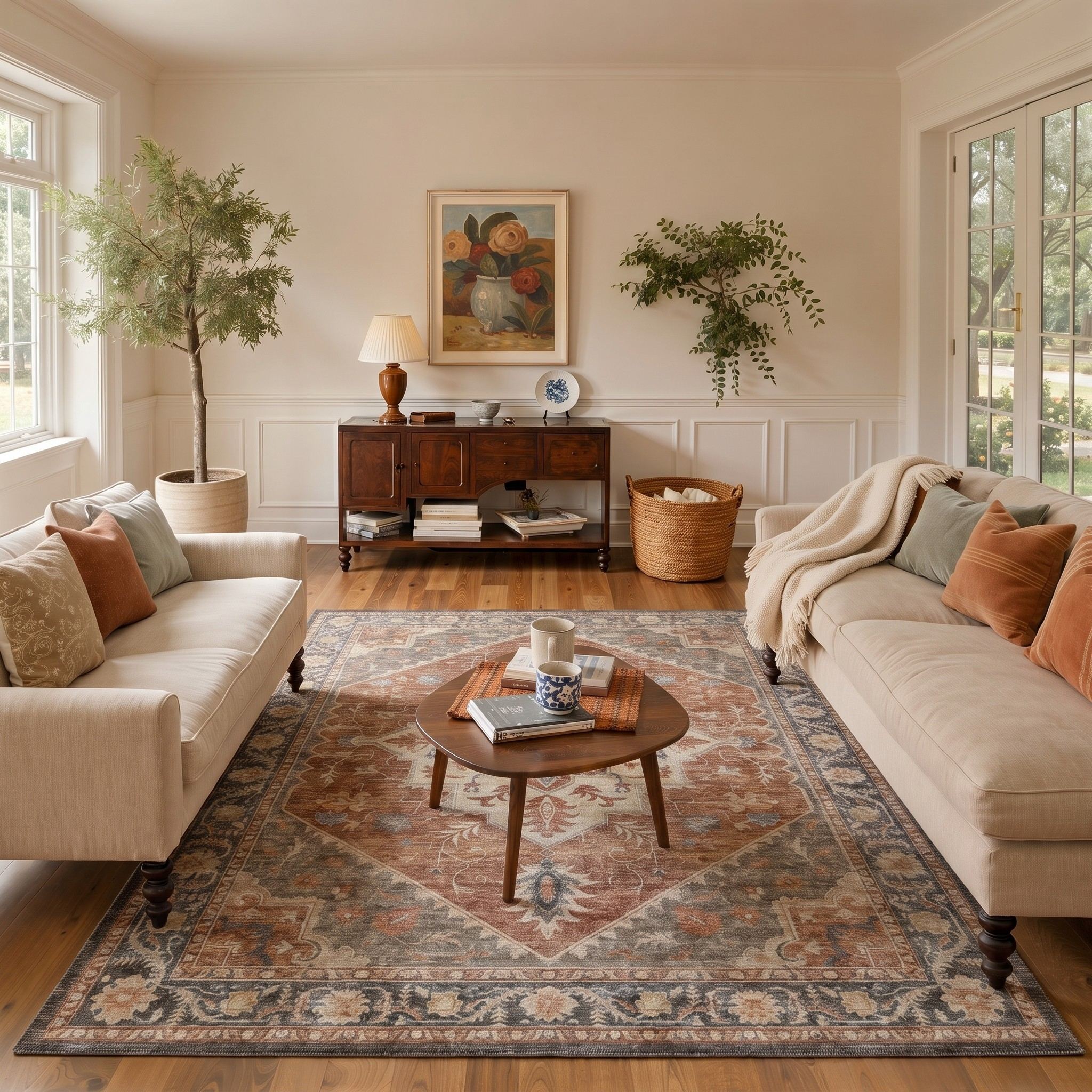 Mirava Vintage Persian Terracotta Rug - Washable & Non-Slip | GENIMO