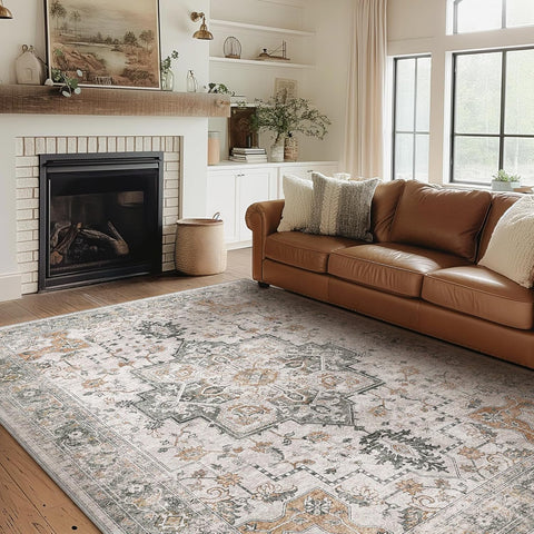 GENIMO Machine Washable Rugs Non Slip Carpet with Gripper AR1005