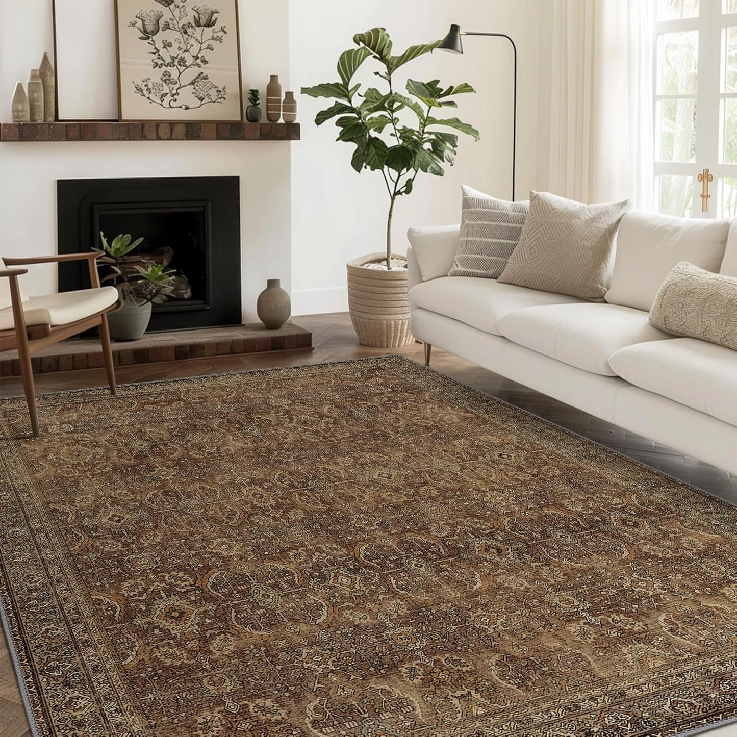 GENIMO Vintage Bohemian Symmetrical Print Warm Color Soft Area Rug