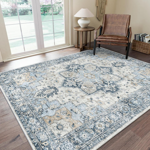 GENIMO Machine Washable Rugs Non Slip Carpet with Gripper AR1005