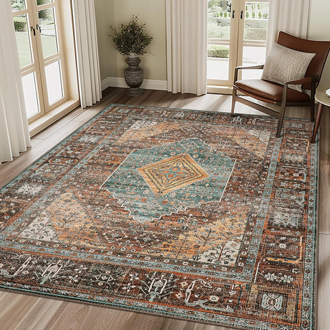 GENIMO Machine Washable Rugs Non Slip Carpet with Gripper AR1005